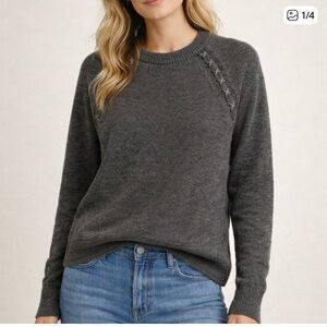 Zara Charcoal Gray with lace up detail Women's Sweater